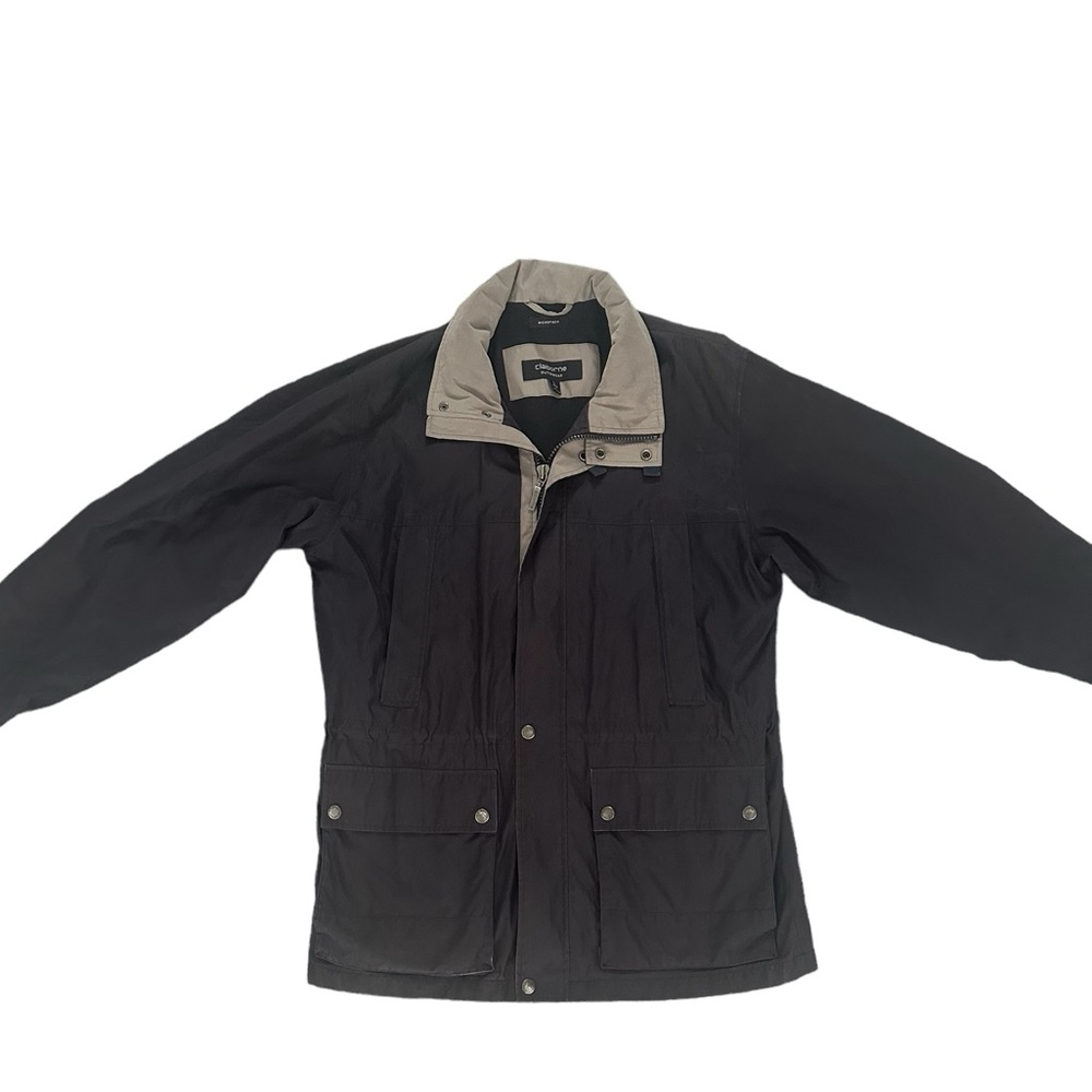 Claiborne Men Microfiber Outwear Lined Jacket Black Tan size Large
